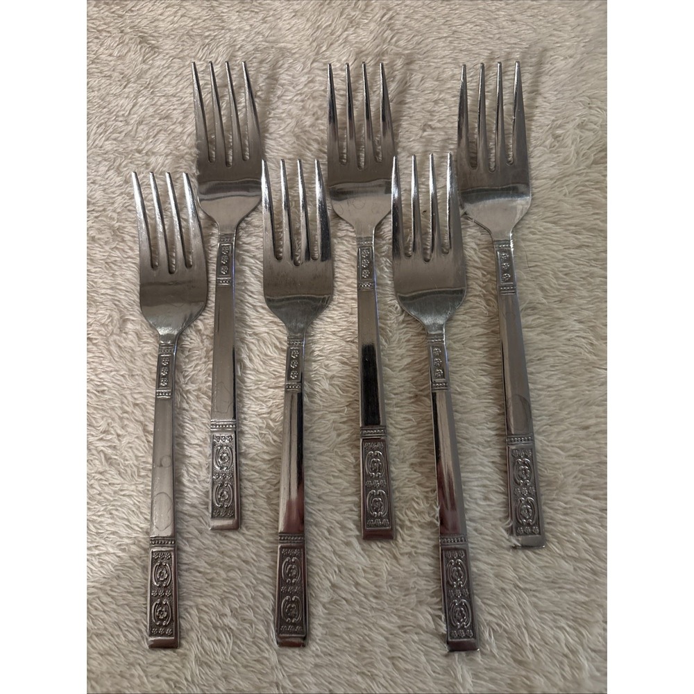 Lifetime Cutlery Stainless Salad Forks Floral and Scrolls 6pcs